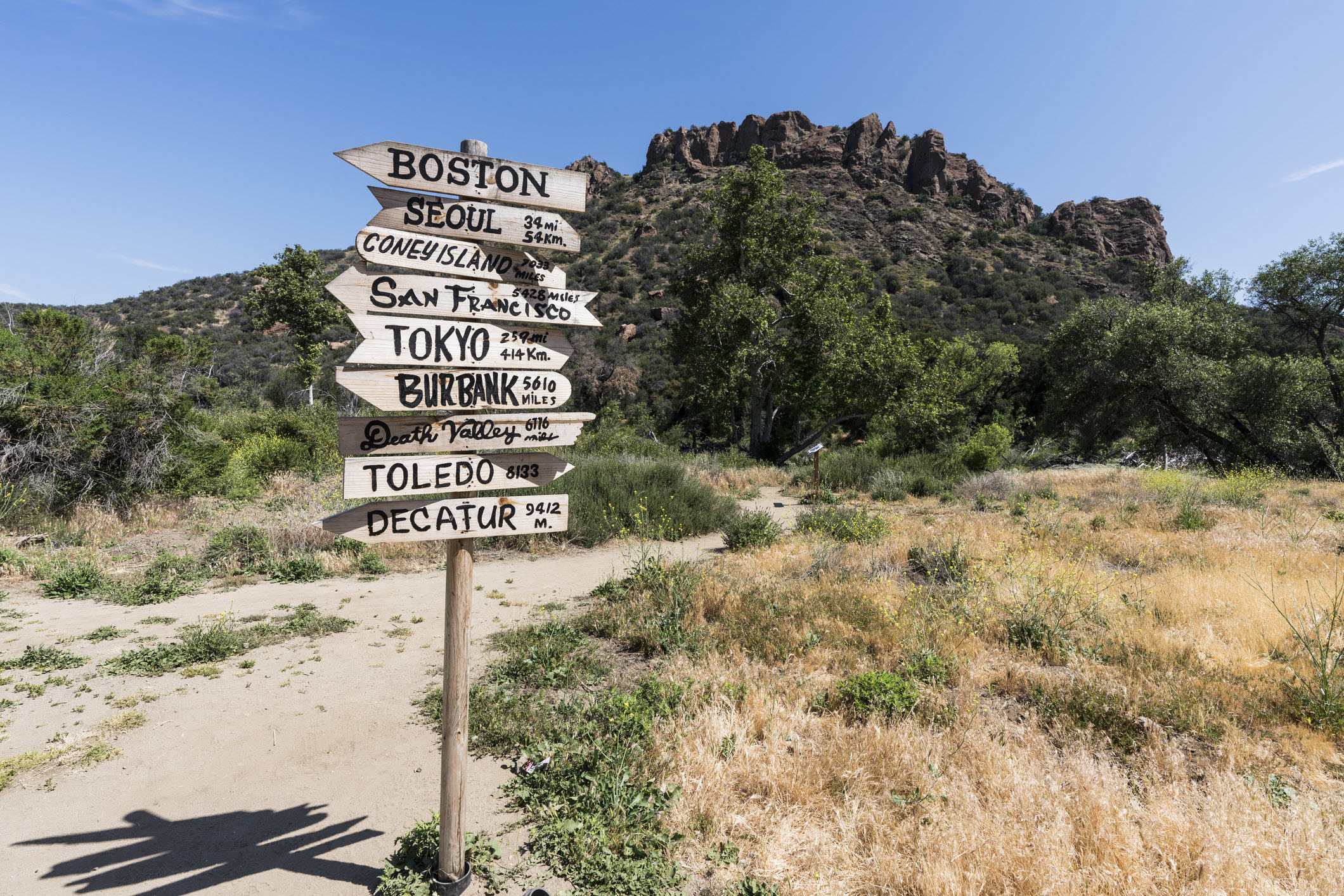 Former MASH Filming Site at Malibu Creek State Park Recreated MASH directional signpost at Malibu Creek State Park near Agoura Hills